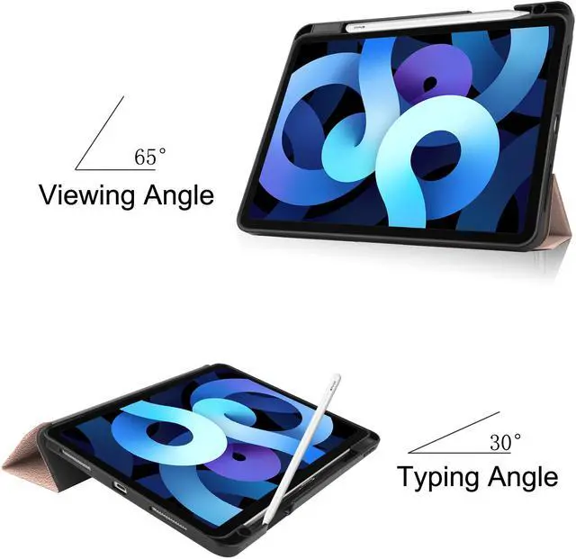 Main image of Case for New iPad Air 5 Air 4 10.9 Inch 2022 2020 5th 4th Generation with Pencil Holder, Lightweight Soft TPU Back and Trifold Smart Protective Cover with Auto Sleep/ Wake