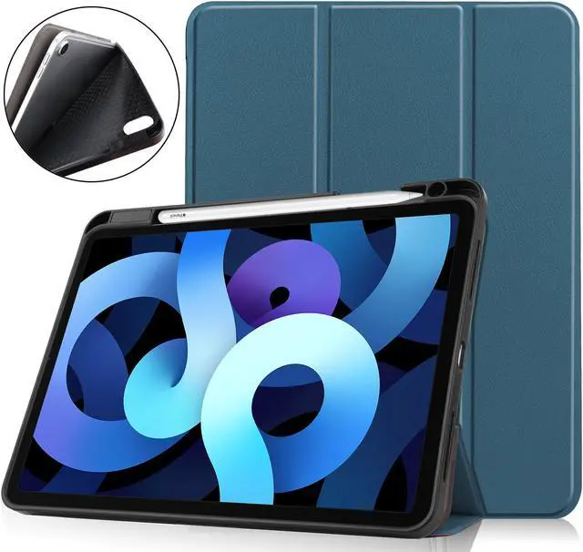 Main image of Case for New iPad Air 5 Air 4 10.9 Inch 2022 2020 5th 4th Generation with Pencil Holder, Lightweight Soft TPU Back and Trifold Smart Protective Cover with Auto Sleep/ Wake