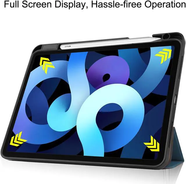 Alt view image 7 of 7 - Case for New iPad Air 5 Air 4 10.9 Inch 2022 2020 5th 4th Generation with Pencil Holder, Lightweight Soft TPU Back and Trifold Smart Protective Cover with Auto Sleep/ Wake