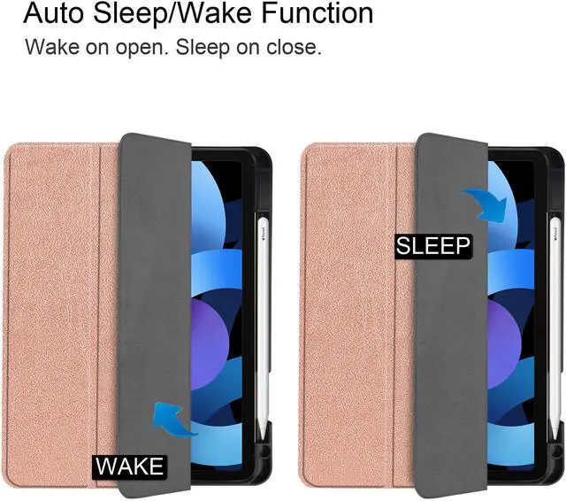 Alt view image 3 of 6 - Case for New iPad Air 5 Air 4 10.9 Inch 2022 2020 5th 4th Generation with Pencil Holder, Lightweight Soft TPU Back and Trifold Smart Protective Cover with Auto Sleep/ Wake