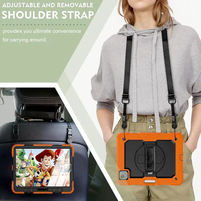 Alt view image 6 of 7 - Case for iPad Air 5 / Air 4 10.9 inch 2022 2020 and iPad Pro 11 inch 2021 2020 2018 with 360 Degree Rotating / Shoulder Strap Protective Cover
