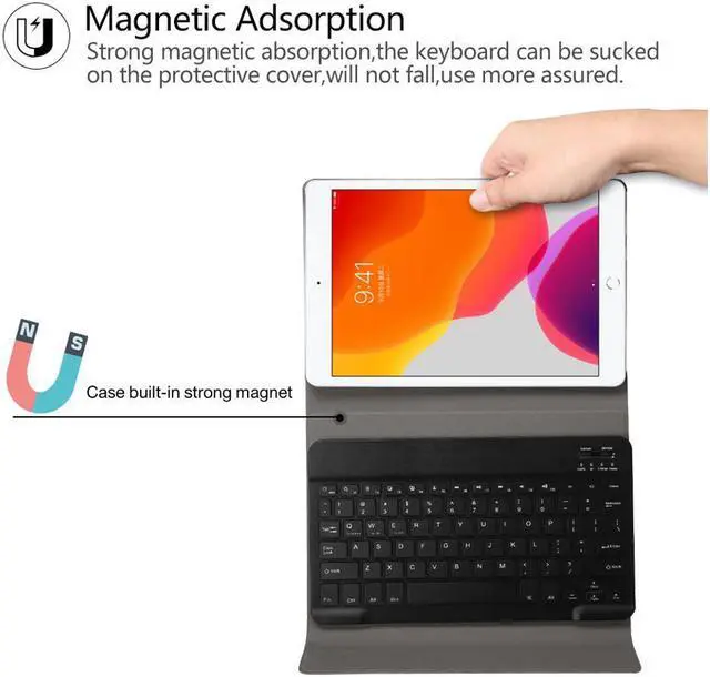 Alt view image 4 of 7 - Wireless Keyboard Case for New iPad 8 Generation 10.2 inch 2020 and iPad 10.2 inch 2019  Smart Stand Case with Detachable Keyboard for iPad 10.2 inches 2019 / iPad 8 10.2" 2020