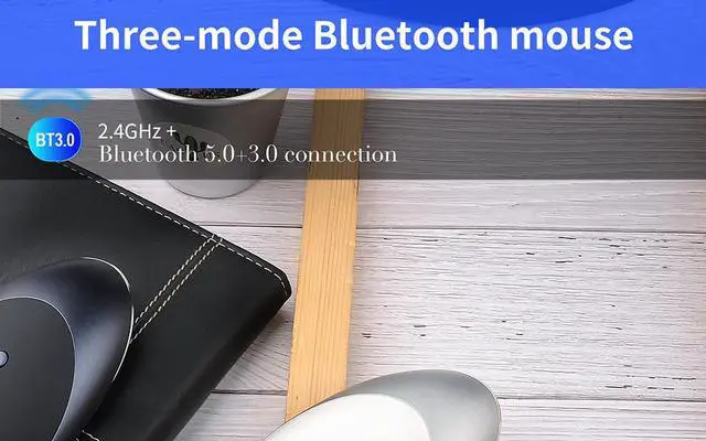 Alt view image 4 of 7 - Bluetooth Wireless Mouse with Rechargeable Slient 3 Modes 2.4G + Bluetooth 3.0 / 5.0 Mouse Compatible with iPhone,iPad, MAC OS,Windows, Android Devices
