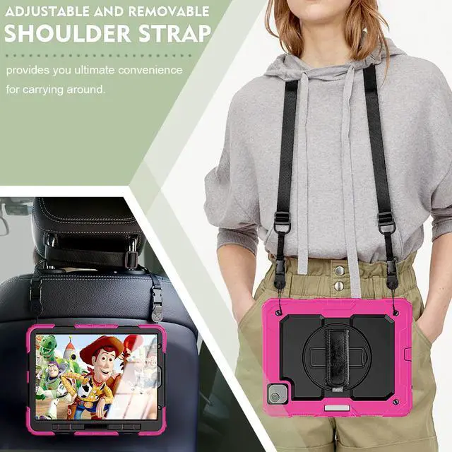 Alt view image 7 of 7 - Case for iPad Air 5 / Air 4 10.9 inch 2022 2020 and iPad Pro 11 inch 2021 2020 2018 with 360 Degree Rotating / Shoulder Strap Protective Cover