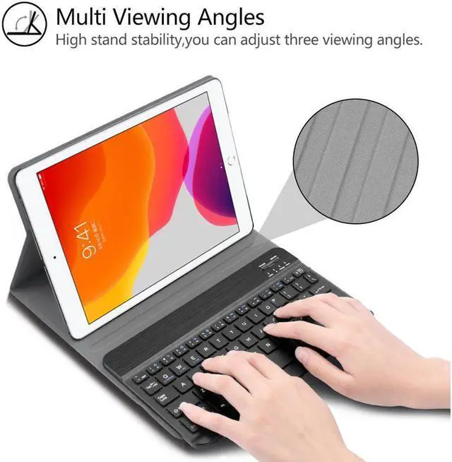 Alt view image 3 of 7 - Wireless Keyboard Case for New iPad 8 Generation 10.2 inch 2020 and iPad 10.2 inch 2019  Smart Stand Case with Detachable Keyboard for iPad 10.2 inches 2019 / iPad 8 10.2" 2020