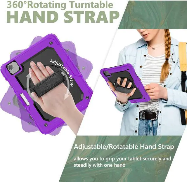 Alt view image 5 of 7 - Case for iPad Air 5 / Air 4 10.9 inch 2022 2020 and iPad Pro 11 inch 2021 2020 2018 with 360 Degree Rotating / Shoulder Strap Protective Cover