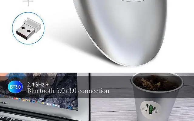 Alt view image 6 of 7 - Bluetooth Wireless Mouse with Rechargeable Slient 3 Modes 2.4G + Bluetooth 3.0 / 5.0 Mouse Compatible with iPhone,iPad, MAC OS,Windows, Android Devices