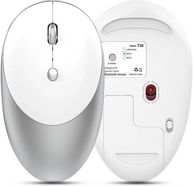 Alt view image 2 of 7 - Bluetooth Wireless Mouse with Rechargeable Slient 3 Modes 2.4G + Bluetooth 3.0 / 5.0 Mouse Compatible with iPhone,iPad, MAC OS,Windows, Android Devices