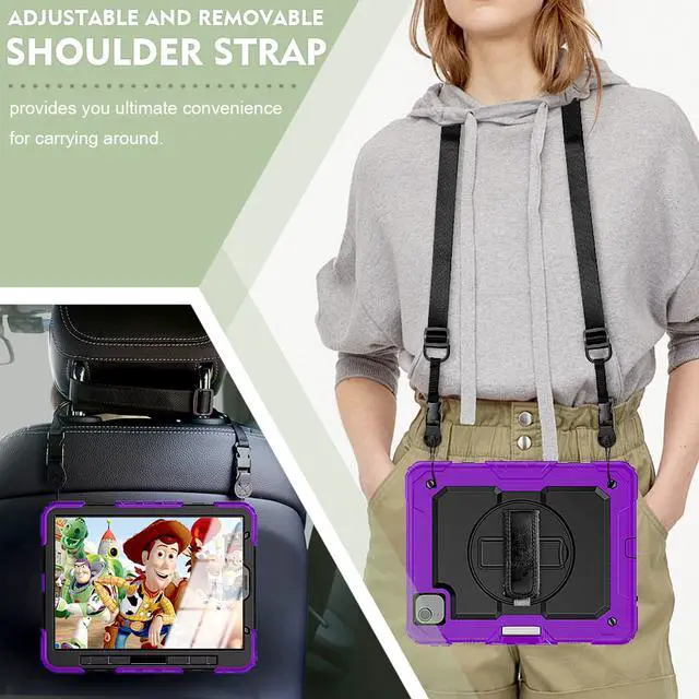 Alt view image 6 of 7 - Case for iPad Air 5 / Air 4 10.9 inch 2022 2020 and iPad Pro 11 inch 2021 2020 2018 with 360 Degree Rotating / Shoulder Strap Protective Cover