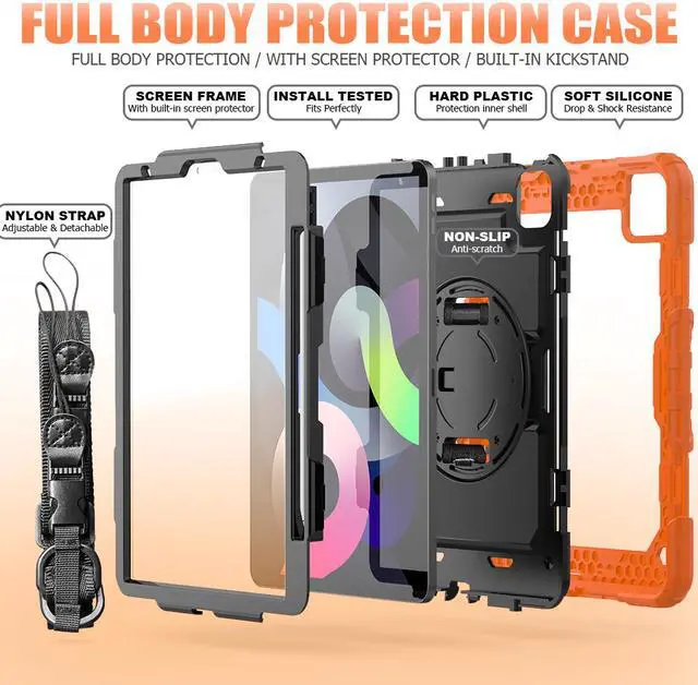 Alt view image 7 of 7 - Case for iPad Air 5 / Air 4 10.9 inch 2022 2020 and iPad Pro 11 inch 2021 2020 2018 with 360 Degree Rotating / Shoulder Strap Protective Cover