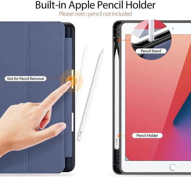 Alt view image 2 of 7 - iPad 8th Generation 2020 / iPad 7th Generation 2019 10.2 inch Case with Pencil Holder, Soft TPU Back and Magnetic Trifold Stand Cover with Auto Sleep / Wake for iPad 8 10.2" 2020 / iPad 7 10.2 2019