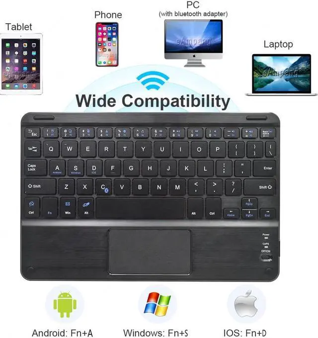 Alt view image 6 of 7 - Wireless Bluetooth Keyboard Case for Samsung Galaxy A7 10.4 Inch 2020 Model SM-T500 SM-505 SM-T507 PU Leather Protective Cover with Touchpad