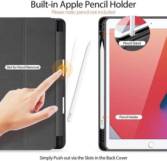 Alt view image 3 of 7 - iPad 8th Generation 2020 / iPad 7th Generation 2019 10.2 inch Case with Pencil Holder, Soft TPU Back and Magnetic Trifold Stand Cover with Auto Sleep / Wake for iPad 8 10.2" 2020 / iPad 7 10.2 2019