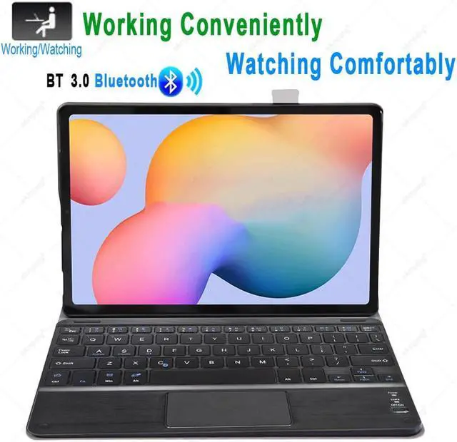 Alt view image 5 of 7 - Wireless Bluetooth Keyboard Case for Samsung Galaxy A7 10.4 Inch 2020 Model SM-T500 SM-505 SM-T507 PU Leather Protective Cover with Touchpad
