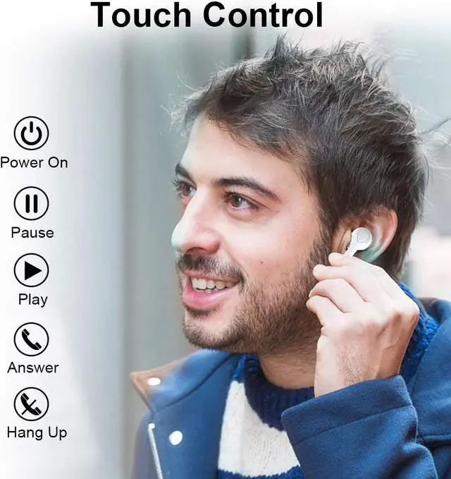Alt view image 3 of 7 - Wireless Earbuds Bluetooth 5.0 in Ear with 40H Cyclic Playtime Bluetooth Earbuds IPX7 Waterproof Touch Control TWS Stereo Headphones Built in Mic Earphone Premium Sound with Deep Bass for Sport