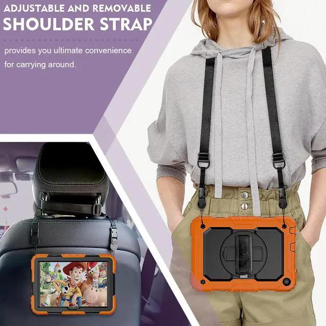 Alt view image 7 of 7 - Case for Fire HD 8 2020 & Fire HD 8 Plus 2020 Heavy Duty Protective Shockproof Cover with Hand Strap, Shoulder Strap, Kickstand for Amazon Kindle Fire HD 8 & Fire HD 8 Plus 8 inch Tablet 2020 Release