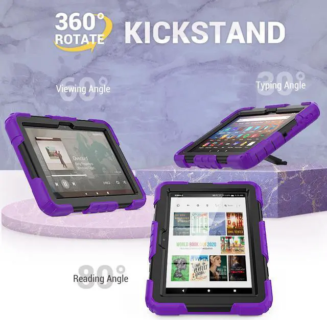 Alt view image 4 of 7 - Case for Fire HD 8 2020 & Fire HD 8 Plus 2020 Heavy Duty Protective Shockproof Cover with Hand Strap, Shoulder Strap, Kickstand for Amazon Kindle Fire HD 8 & Fire HD 8 Plus 8 inch Tablet 2020 Release