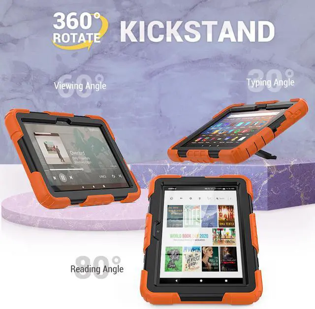 Alt view image 4 of 7 - Case for Fire HD 8 2020 & Fire HD 8 Plus 2020 Heavy Duty Protective Shockproof Cover with Hand Strap, Shoulder Strap, Kickstand for Amazon Kindle Fire HD 8 & Fire HD 8 Plus 8 inch Tablet 2020 Release