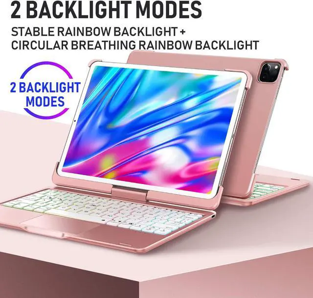 Alt view image 4 of 7 - Wireless Keyboard Case for iPad Pro 11 inch 2020 2018 – 360 Rotatable Backlight Touchpad Keyboard Cover with Pencil Holder