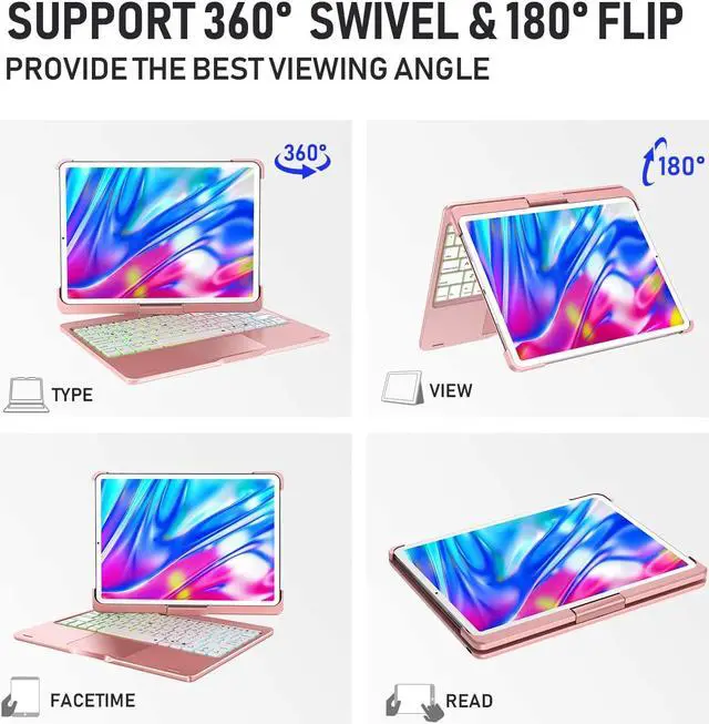 Alt view image 3 of 7 - Wireless Keyboard Case for iPad Pro 11 inch 2020 2018 – 360 Rotatable Backlight Touchpad Keyboard Cover with Pencil Holder