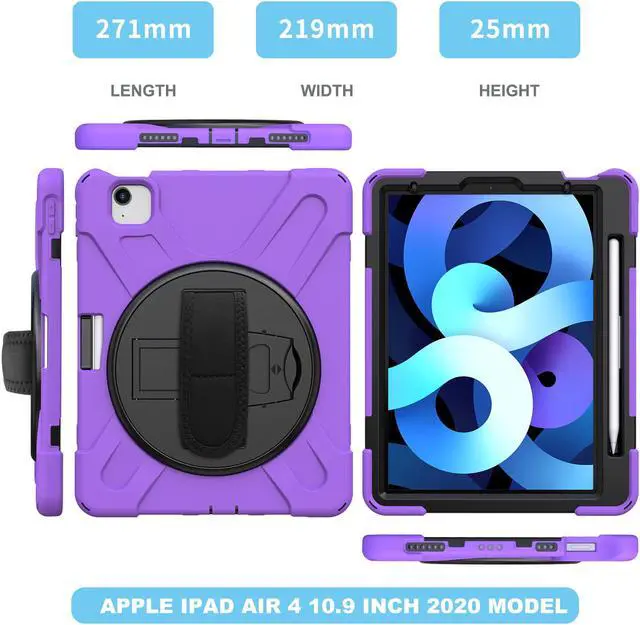Alt view image 4 of 7 - Case for iPad Air 5 10.9 2022 / iPad Air 4 10.9 2020 / iPad Pro 11 Inch 2021 2020 2018 Shockproof Kids Cover with Pencil Holder, Kickstand, Shoulder Strap