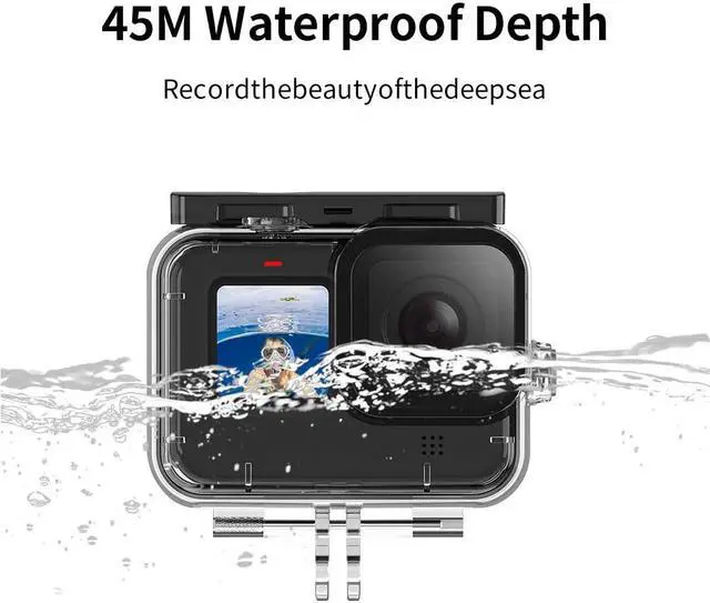 Alt view image 2 of 7 - Waterproof Dive Case for GoPro Hero 9 Black Underwater Housing Shell Supports 45M/148FT Deep Diving Scuba Snorkeling with Quick Release Bracket Screw Go Pro Accessories