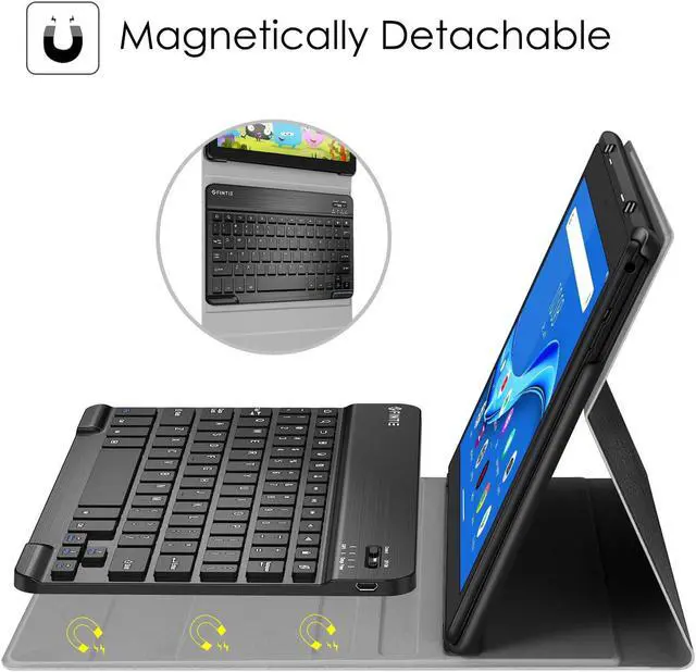 Alt view image 3 of 7 - Keyboard Case for Lenovo Smart Tab M10 HD TB-X505F / M10 TB-X605F 10.1 inch Tablet Slim Shell Lightweight Stand Cover with Detachable Wireless Bluetooth Keyboard Black