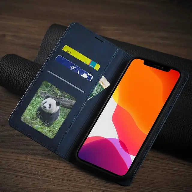 Alt view image 6 of 7 - Case for iPhone 12 Pro 6.1 inch and  iPhone 12 6.1 inch Premium PU Leather Cover with Card Holder Kickstand Shockproof Flip Wallet Cover