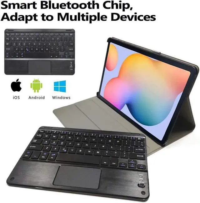 Alt view image 6 of 7 - Keyboard Case for Samsung Galaxy Tab S8 Plus 2022 / S7 FE 2021 / S7 Plus 2020 12.4 inch Removable Wireless Keyboard Trackpad with Leather Cover