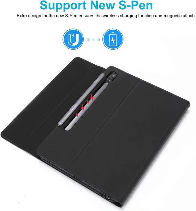 Alt view image 4 of 7 - Keyboard Case for Samsung Galaxy Tab S8 Plus 2022 / S7 FE 2021 / S7 Plus 2020 12.4 inch Removable Wireless Keyboard Trackpad with Leather Cover