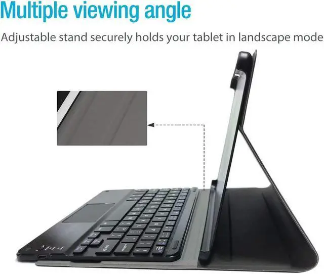 Alt view image 5 of 7 - Keyboard Case for Samsung Galaxy Tab S8 Plus 2022 / S7 FE 2021 / S7 Plus 2020 12.4 inch Removable Wireless Keyboard Trackpad with Leather Cover