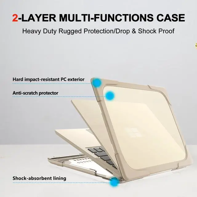 Alt view image 5 of 7 - Protective Case for Microsoft Surface Laptop 3 13.5 inch with Metal Keyboard, Heavy Duty Slim Hard Shell Cover with Fold Kickstand for 13.5 inch Surface Laptop 3 with Metal Palm Rest