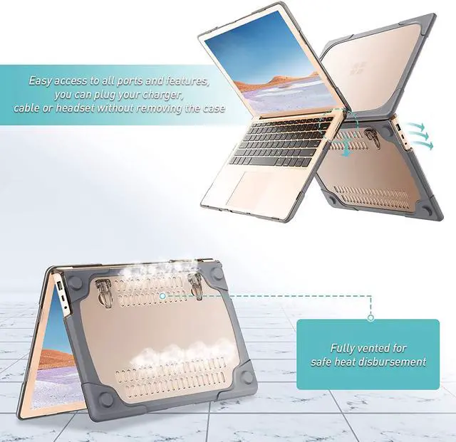 Alt view image 6 of 7 - Protective Case for Microsoft Surface Laptop 3 13.5 inch with Metal Keyboard, Heavy Duty Slim Hard Shell Cover with Fold Kickstand for 13.5 inch Surface Laptop 3 with Metal Palm Rest