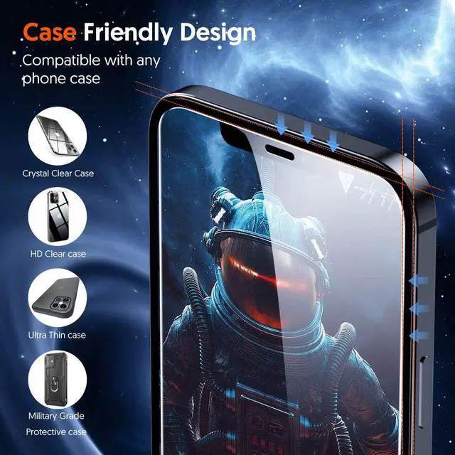 Alt view image 6 of 7 - 3 Pack - iPhone 12 Pro Screen Protector Tempered Glass [Shatterproof] Full Coverage with Alignment Frame HD Clear Film for Apple iPhone 12 / iPhone 12 Pro 6.1 Inch