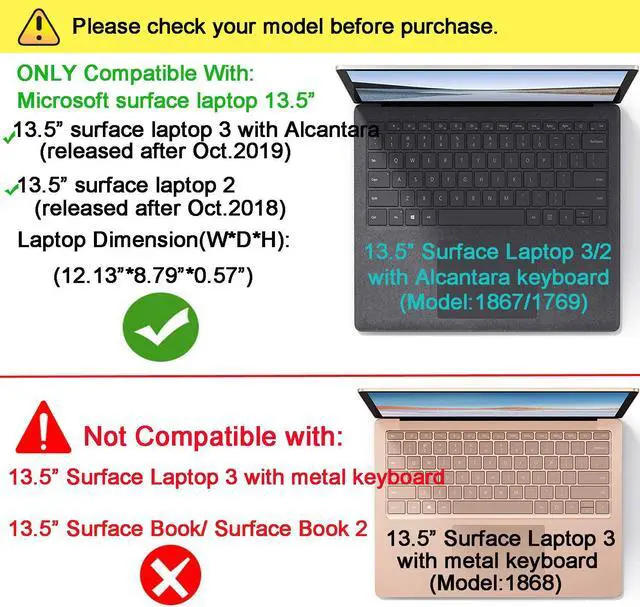 Alt view image 2 of 7 - Hard Shell Case for 13.5 inch Microsoft Surface Laptop 2 / Laptop 3 with Alcantara Keyboard Not Compatible with Laptop 3 with Metal Keyboard / Surface Book