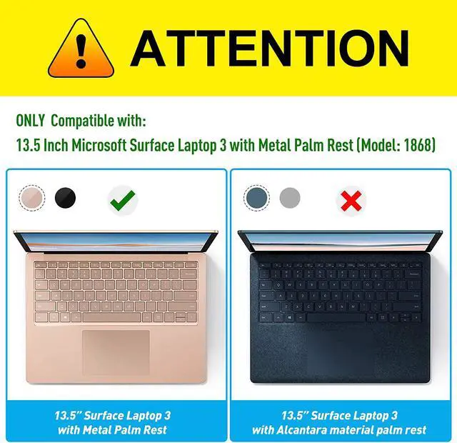 Alt view image 2 of 7 - Protective Case for Microsoft Surface Laptop 3 13.5 inch with Metal Keyboard, Heavy Duty Slim Hard Shell Cover with Fold Kickstand for 13.5 inch Surface Laptop 3 with Metal Palm Rest