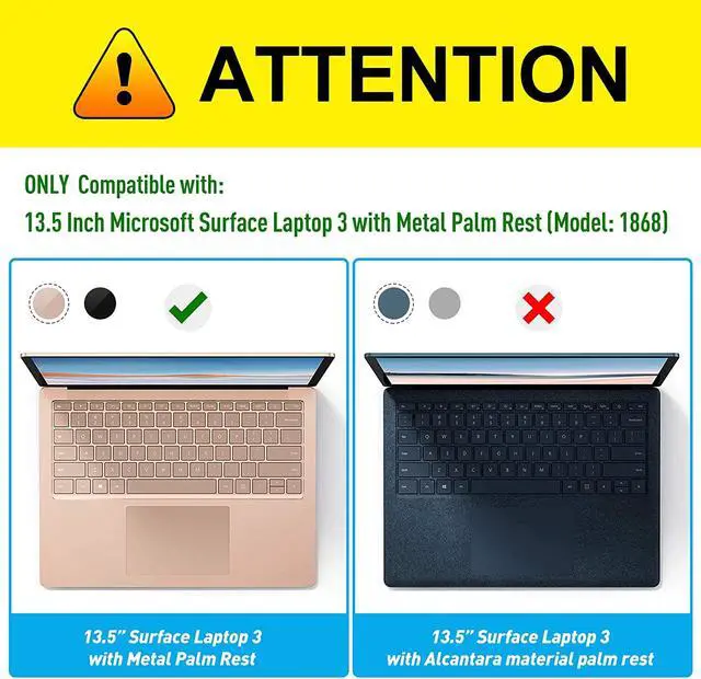 Alt view image 2 of 7 - Protective Case for Microsoft Surface Laptop 3 13.5 inch with Metal Keyboard, Heavy Duty Slim Hard Shell Cover with Fold Kickstand for 13.5 inch Surface Laptop 3 with Metal Palm Rest