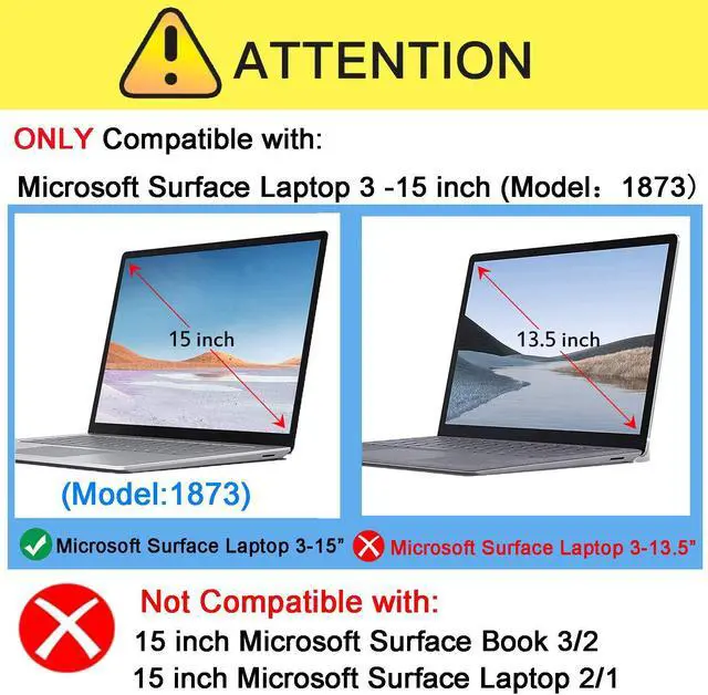 Alt view image 2 of 7 - Case for Microsoft Surface Laptop 3 - 15 inch Model 1873 (Released After Oct. 2019), Hard Shell Cover with Foldable Kickstand