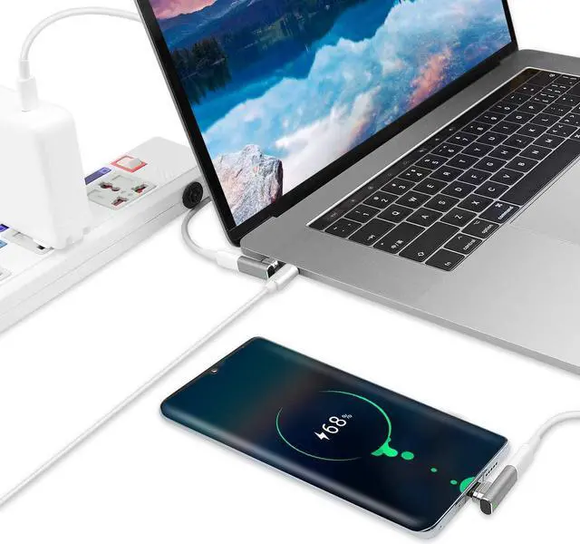 Alt view image 5 of 7 - Magnetic USB C Adapter 9 Pins Magnetic Adapter Support Magnetic Charger 100W & 480Mb/s Data Transfer Compatible with MacBook Pro / Air and More USB Type C Devices