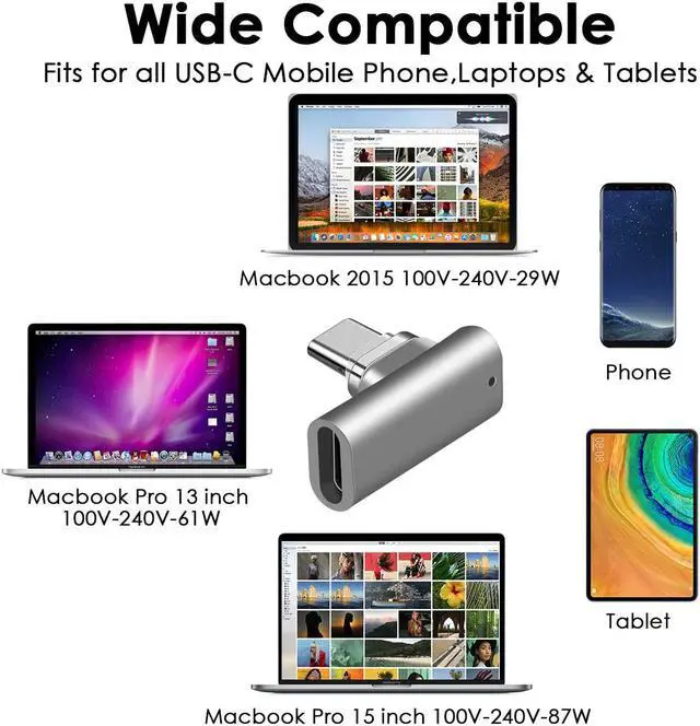 Alt view image 7 of 7 - Magnetic USB C Adapter 9 Pins Magnetic Adapter Support Magnetic Charger 100W & 480Mb/s Data Transfer Compatible with MacBook Pro / Air and More USB Type C Devices