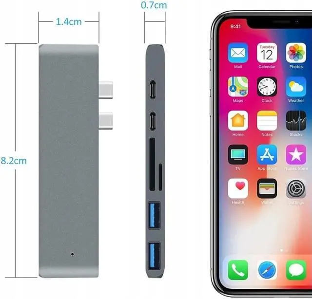 Alt view image 6 of 7 - USB C Hub HDMI Adapter 7 in 1 Type C Hub to HDMI 4k, 2 USB 3.0 Ports, 100W Power Delivery, SD/TF Card Readers Compatible with MacBook Pro 13 / 15 (Thunderbolt 3), Mac Air