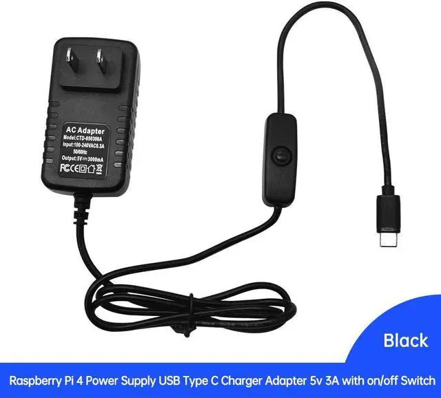 Alt view image 3 of 6 - RPI 4 Power Charger Raspberry Pi 4 Power Supply USB-C (Type C) Charger Adapter 5V 3A with On/Off Switch for Raspberry Pi 4 Model B, Pi 4