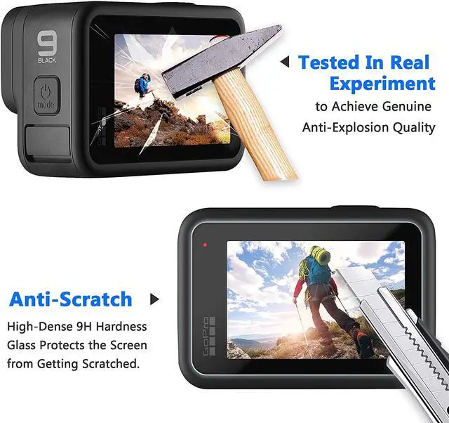 Alt view image 5 of 7 - Screen Protector for GoPro Hero 9 Black Tempered Glass Screen Protector + Tempered Glass Lens Protector + Tempered Glass Small Display Film for Go Pro Hero9 Action Camera