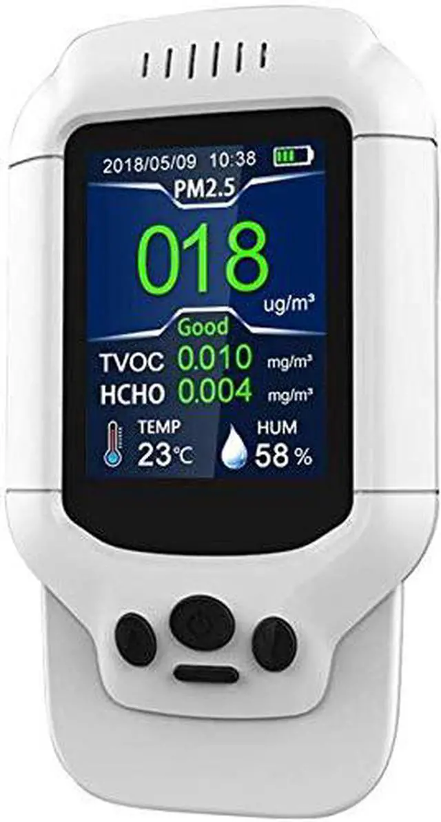 Alt view image 4 of 7 - Air Quality Monitor, Formaldehyde Detector, Temperature & Humidity Meter, Pollution Tester, Sensor; Detect PM2.5 / PM10 / PM1.0 Micron Dust, Test Indoor TVOC Volatile Organic Compound Gas