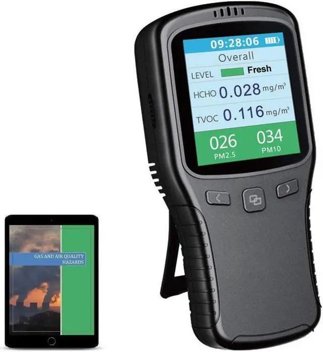 Main image of Air Quality Monitor, Formaldehyde Detector, Pollution Meter, Sensor, Tester; Detect & Test Indoor Pollution, TVOC Volatile Organic Compound Gas, PM2.5 2.5 Micron Particulate Matter Dust