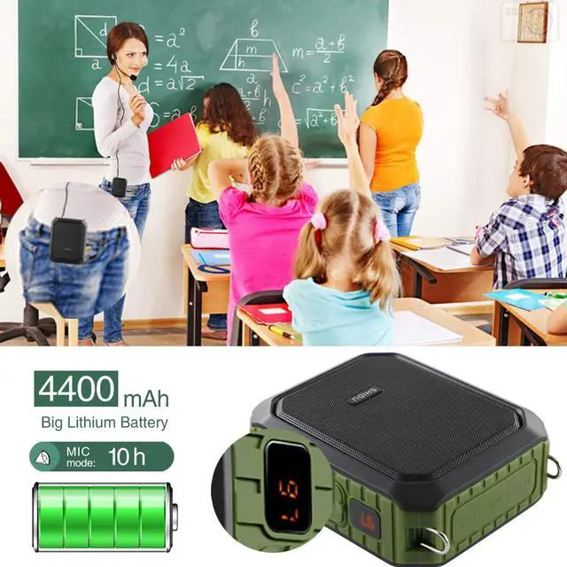 Alt view image 4 of 7 - Voice Amplifier Microphone Headset 18W Portable Mini Wired PA System Waterproof Personal Speaker and Mic as Voice Amp / Recorder / Bluetooth Speaker / Powerbank for Teacher Classroom ect