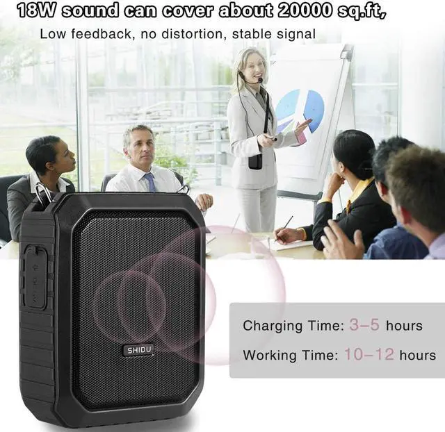 Alt view image 3 of 7 - Voice Amplifier Microphone Headset 18W Portable Mini Wired PA System Waterproof Personal Speaker and Mic as Voice Amp / Recorder / Bluetooth Speaker / Powerbank for Teacher Classroom ect
