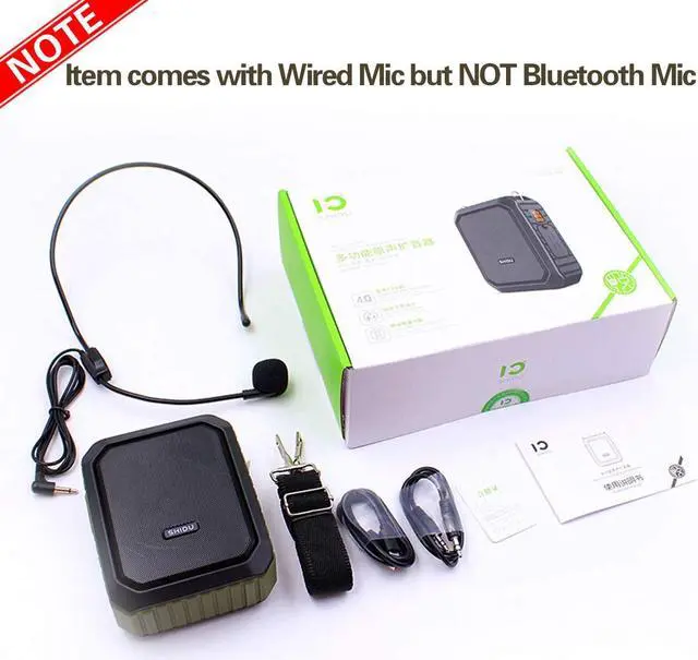 Alt view image 7 of 7 - Voice Amplifier Microphone Headset 18W Portable Mini Wired PA System Waterproof Personal Speaker and Mic as Voice Amp / Recorder / Bluetooth Speaker / Powerbank for Teacher Classroom ect