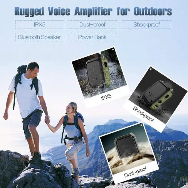 Alt view image 5 of 7 - Voice Amplifier Microphone Headset 18W Portable Mini Wired PA System Waterproof Personal Speaker and Mic as Voice Amp / Recorder / Bluetooth Speaker / Powerbank for Teacher Classroom ect