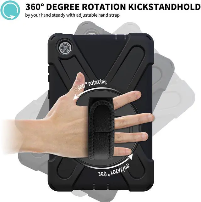 Alt view image 5 of 7 - Lenovo Tab M8 HD / Tab M8 HD LTE / Smart Tab M8 Case, Rugged Heavy Duty Shockproof Rotating Kickstand Protective Cover for Lenovo Tab M8 HD LTE / Tab M8 HD / Smart Tab M8 w/ Stand Hanle Shoulder Strap